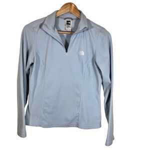 The North Face Fleece Lightweight Baby Blue Long Sleeve Quarter Zip Size  Small